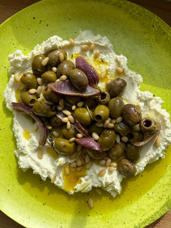 Honey Whipped Feta with Roasted Olives