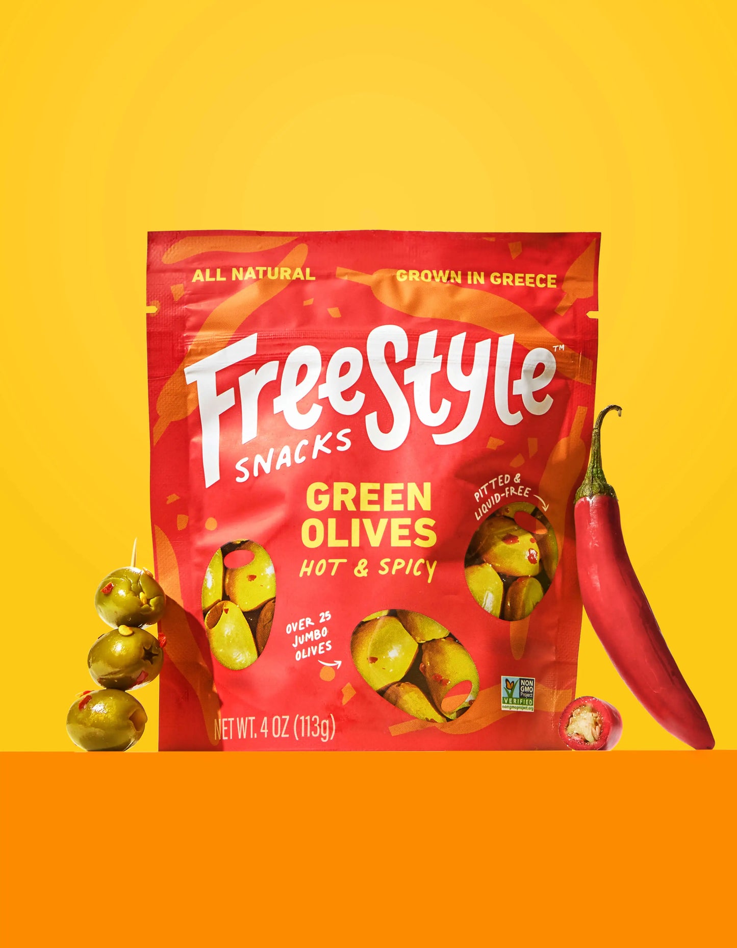 Freestyle Snacks Green Olives Hot & Spicy