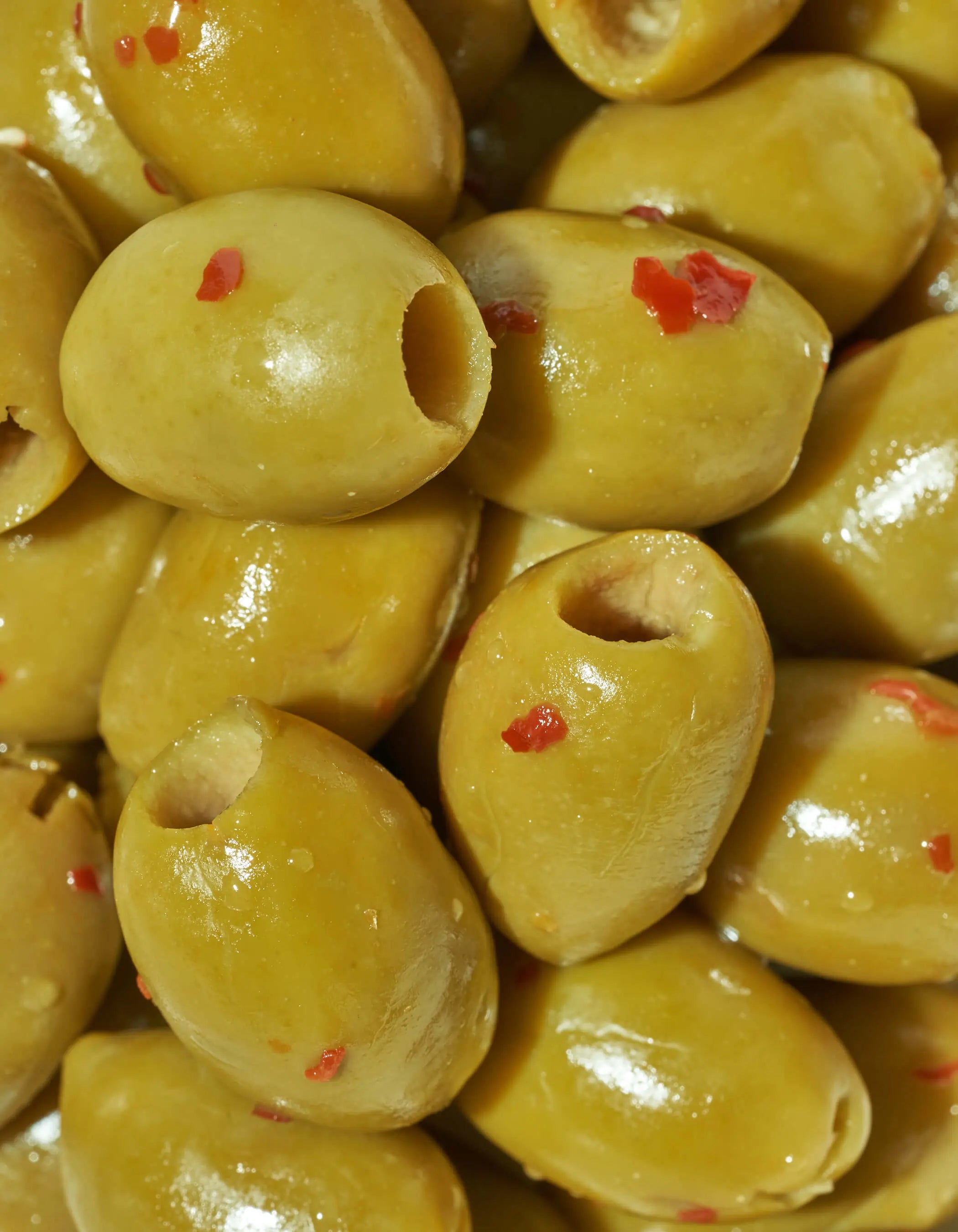 Close up of olives highlighting color and texture