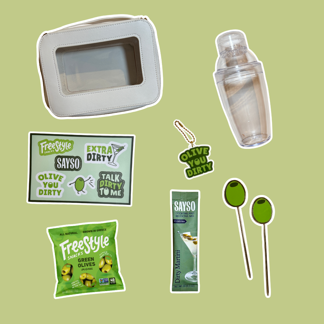 Collection of Freestyle and Sayso products on a green background